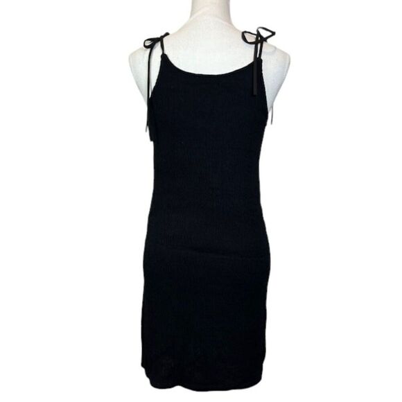 Kendall & Kylie Tie Spaghetti Strap Super Stretch Bodycon Black Dress Size Med - Picture 3 of 10
